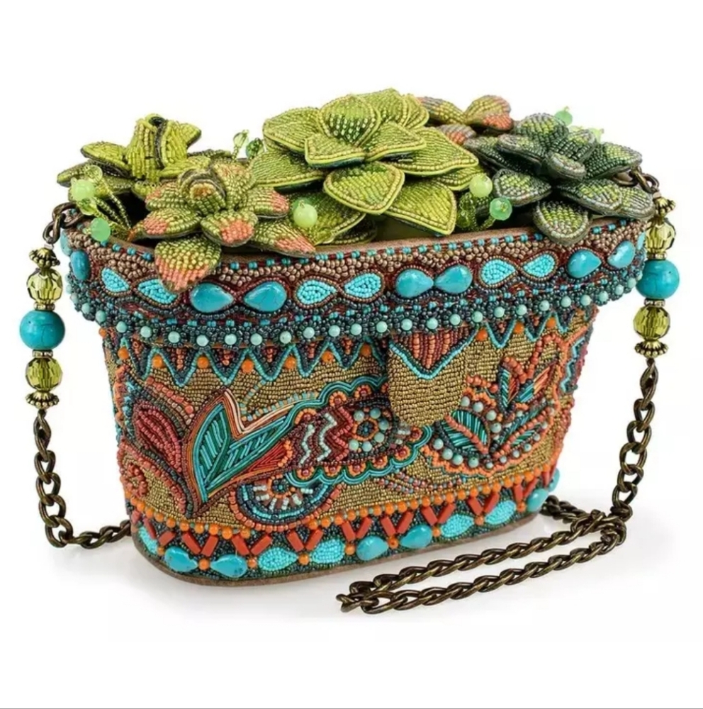 NWT LAST ONE Mary Frances Succulent Crossbody Beaded Handbag